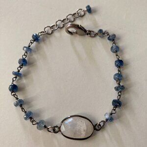 Moonstone and Tanzanite Antique Silver Bracelet